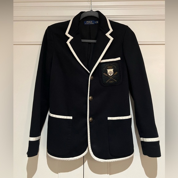 Ralph Lauren Jackets & Blazers - Classic Polo Ralph Lauren Navy Blazer with Off White Trim, Like New, size 6
